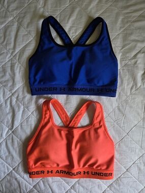 Under Armour Bras Bundle - Blue & Coral Size L